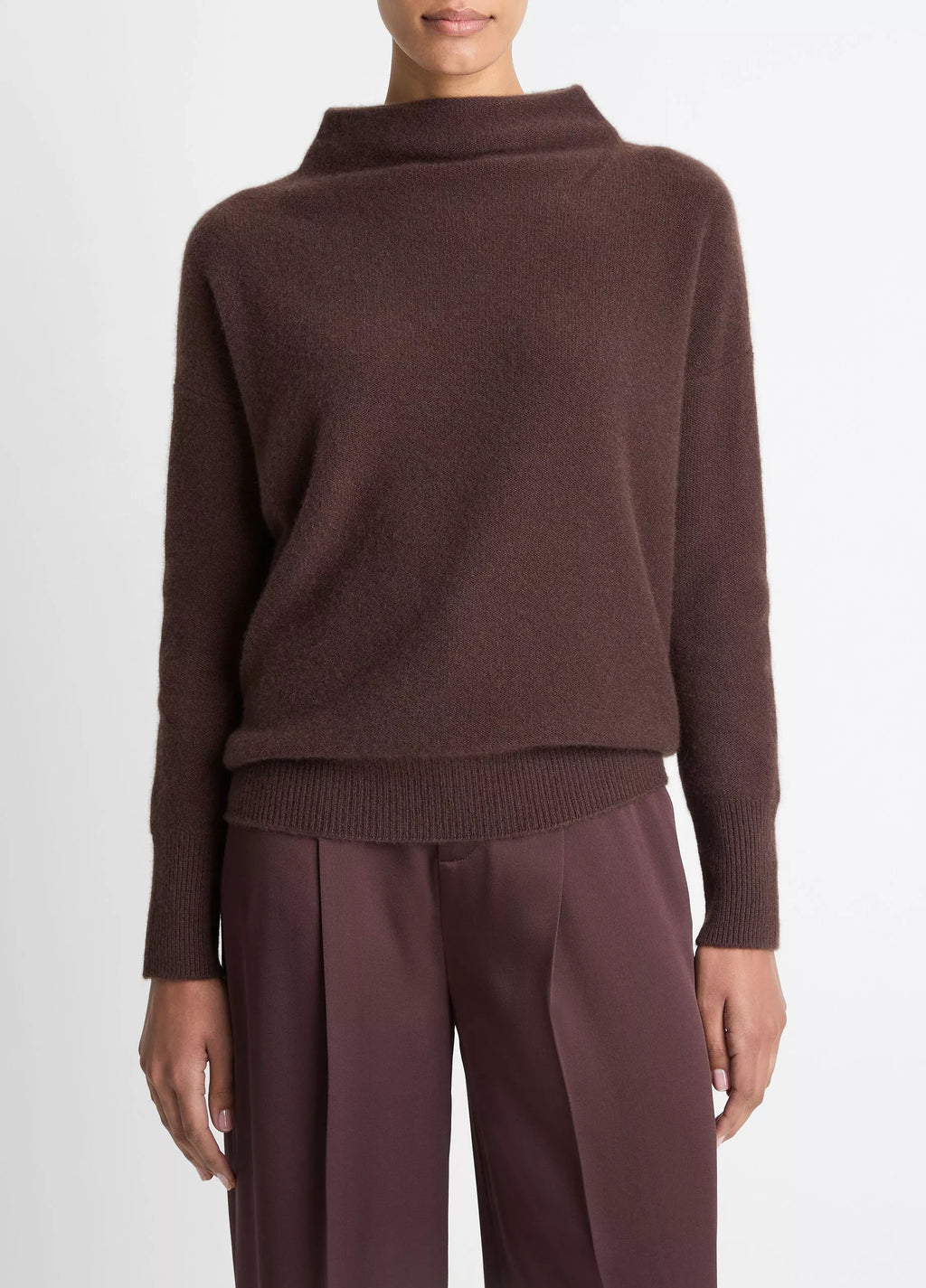Vince Boiled Cashmere Funnel Neck Pullover