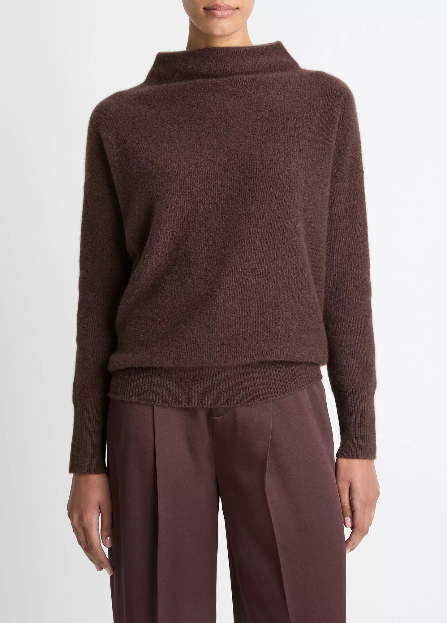 Vince Boiled Cashmere Funnel Neck Pullover