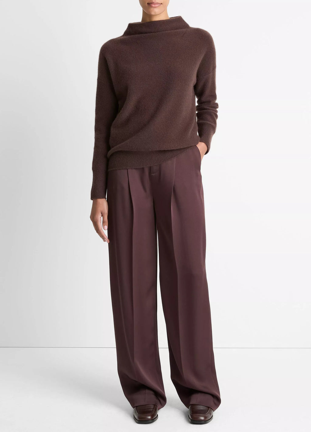 Vince Boiled Cashmere Funnel Neck Pullover