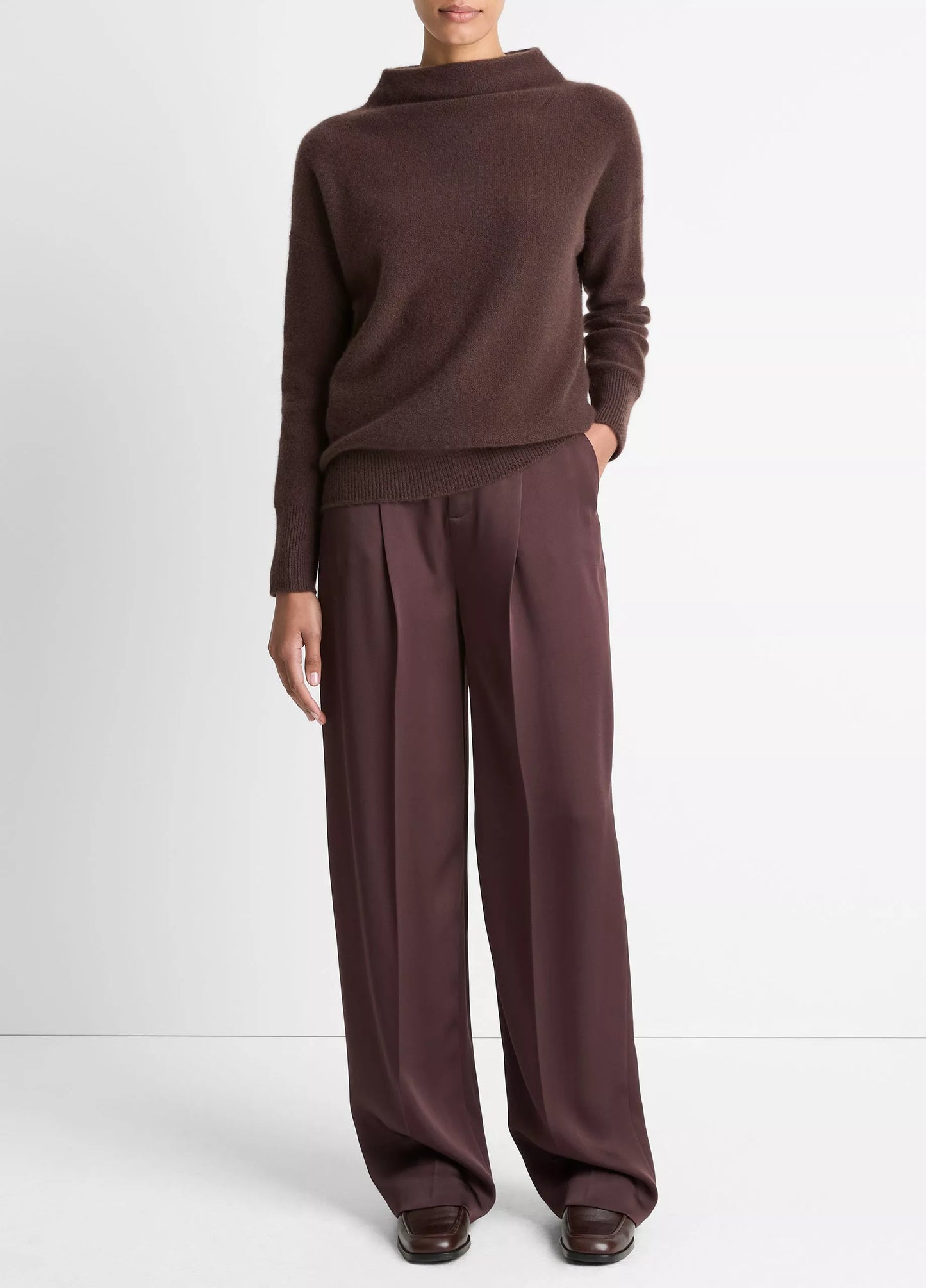 Vince Boiled Cashmere Funnel Neck Pullover