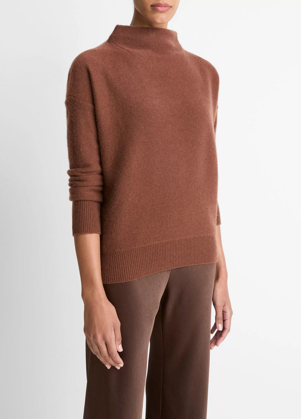 Vince Boiled Cashmere Funnel Neck Pullover