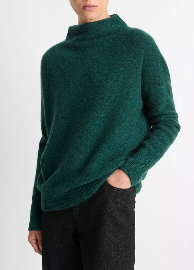 Vince Boiled Cashmere Funnel Neck Pullover