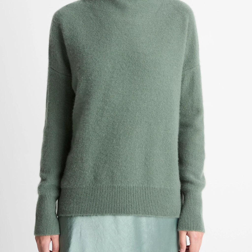 Vince Boiled Cashmere Funnel Neck Pullover