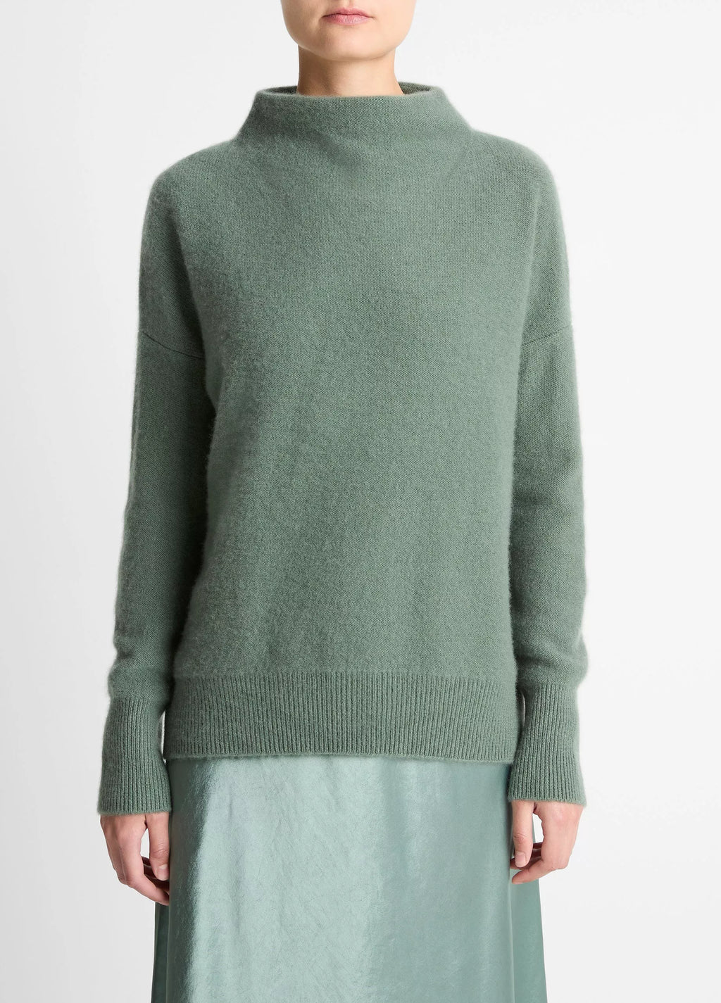 Vince Boiled Cashmere Funnel Neck Pullover