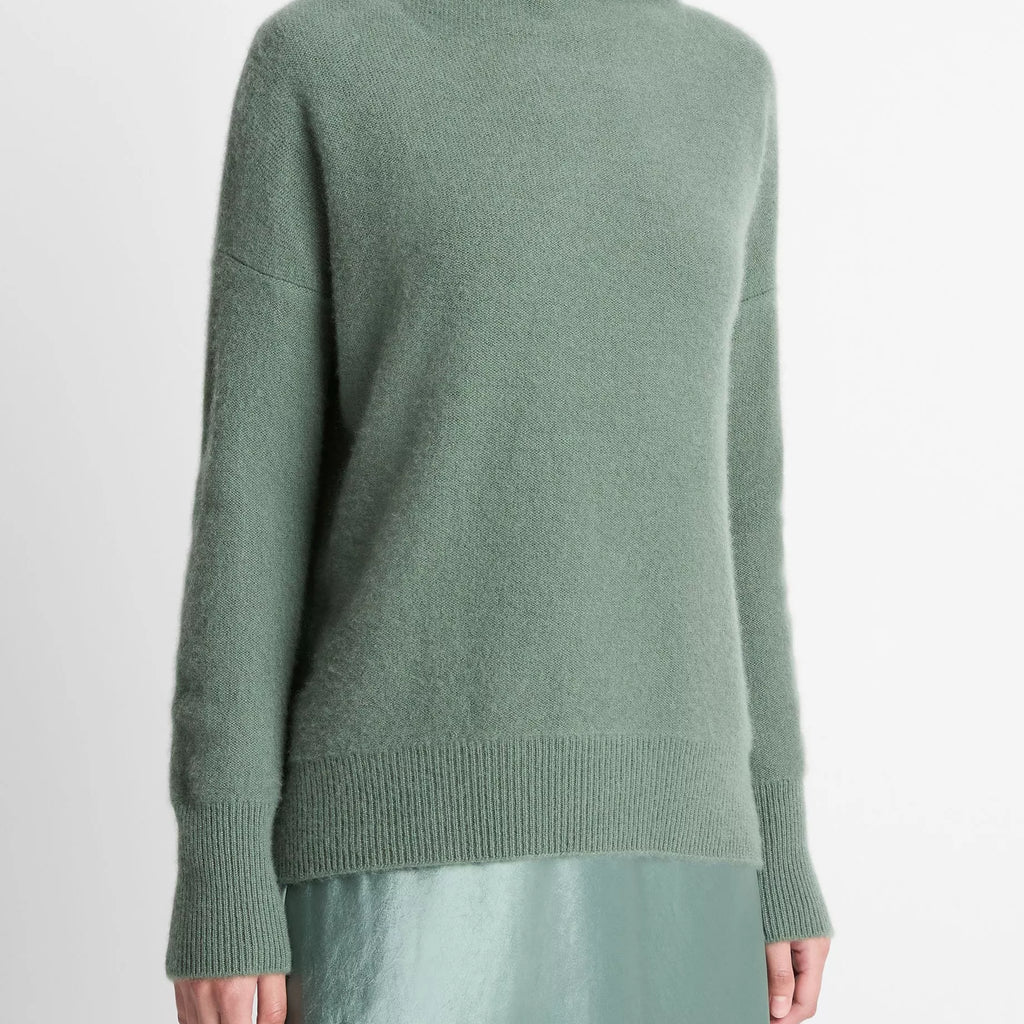 Vince Boiled Cashmere Funnel Neck Pullover