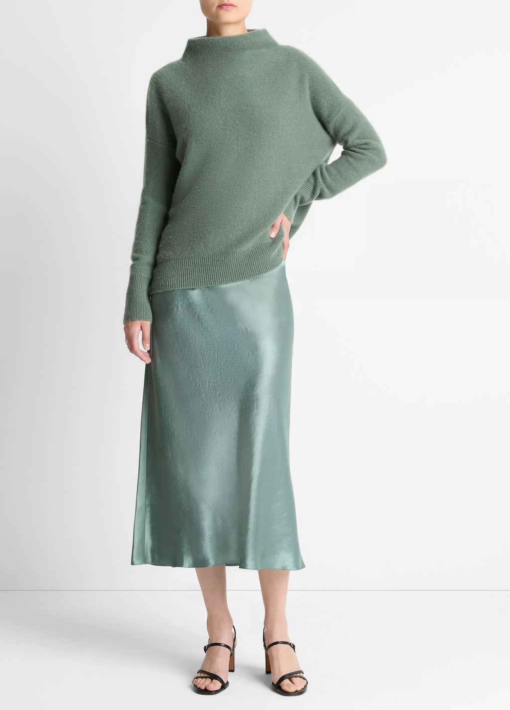 Vince Boiled Cashmere Funnel Neck Pullover