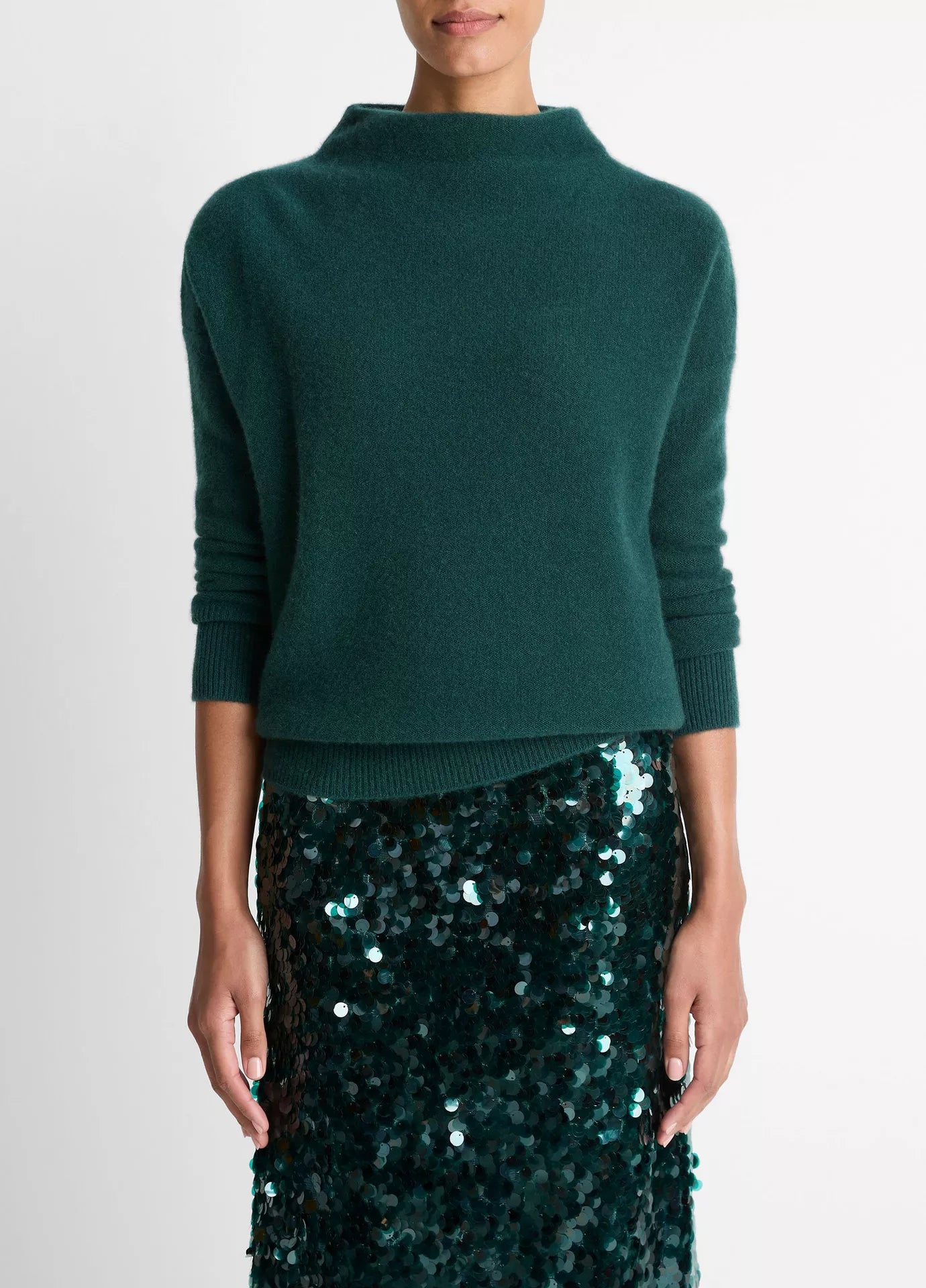 Vince Boiled Cashmere Funnel Neck Pullover