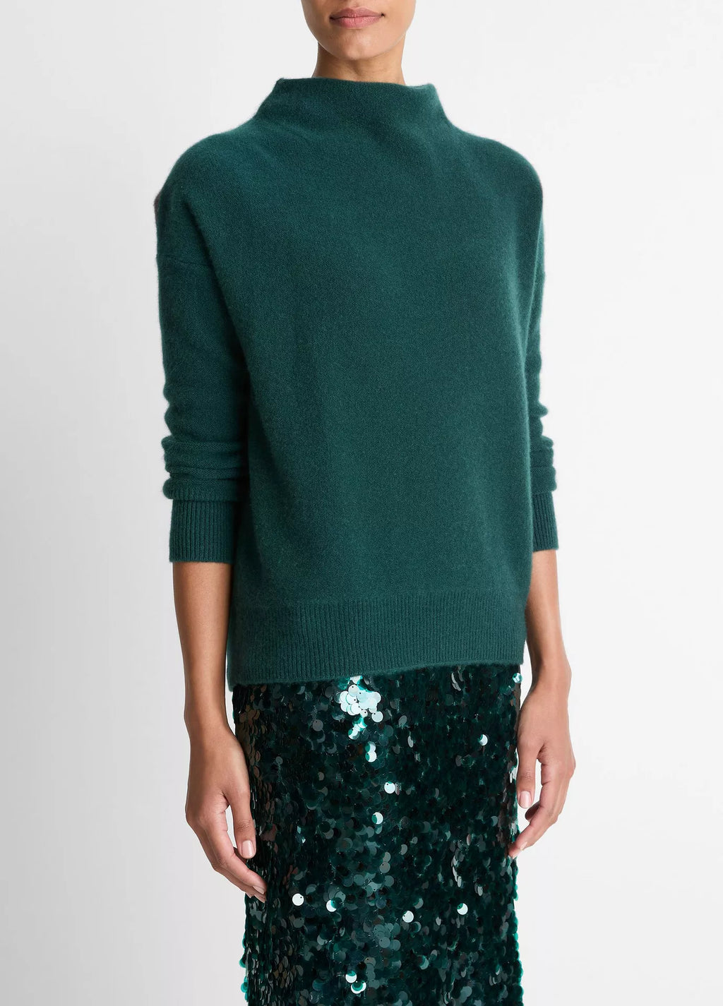 Vince Boiled Cashmere Funnel Neck Pullover