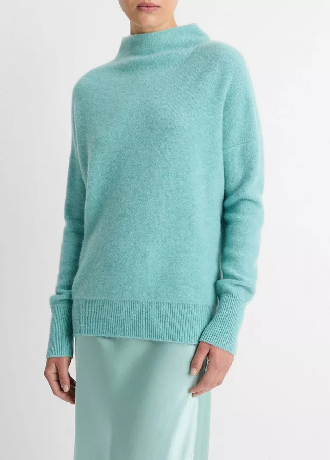 Vince Boiled Cashmere Funnel Neck Pullover