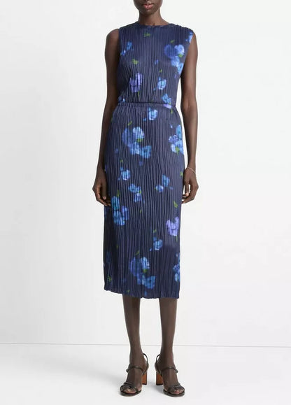 Vince Poppy Blur Crushed Satin Column Skirt