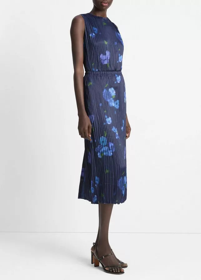 Vince Poppy Blur Crushed Satin Column Skirt