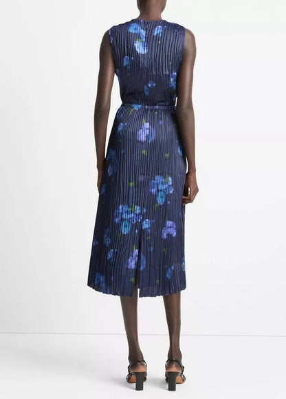 Vince Poppy Blur Crushed Satin Column Skirt