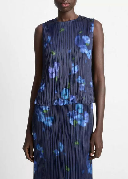 Vince Poppy Blur Crushed Satin Shell