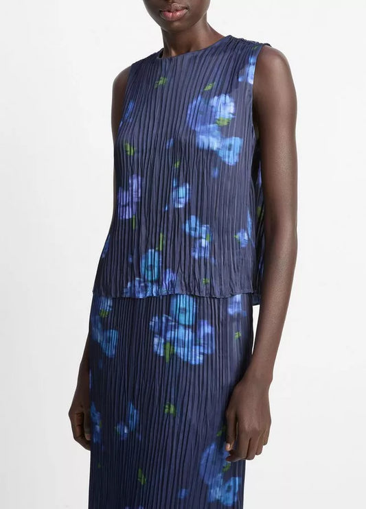 Vince Poppy Blur Crushed Satin Shell