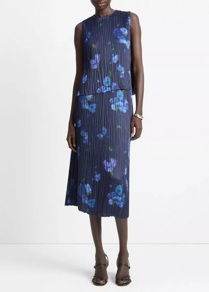 Vince Poppy Blur Crushed Satin Shell
