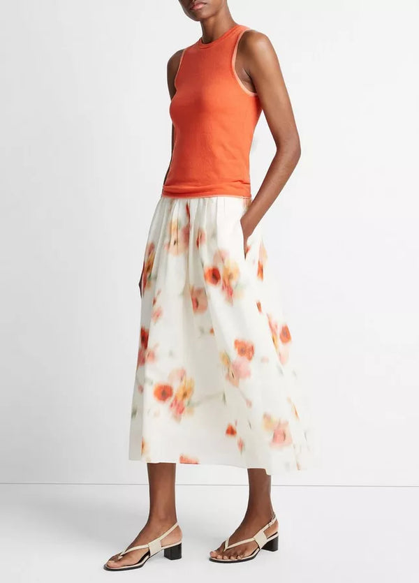 Vince Poppy Blur Gathered Skirt - Puritan Cape Cod