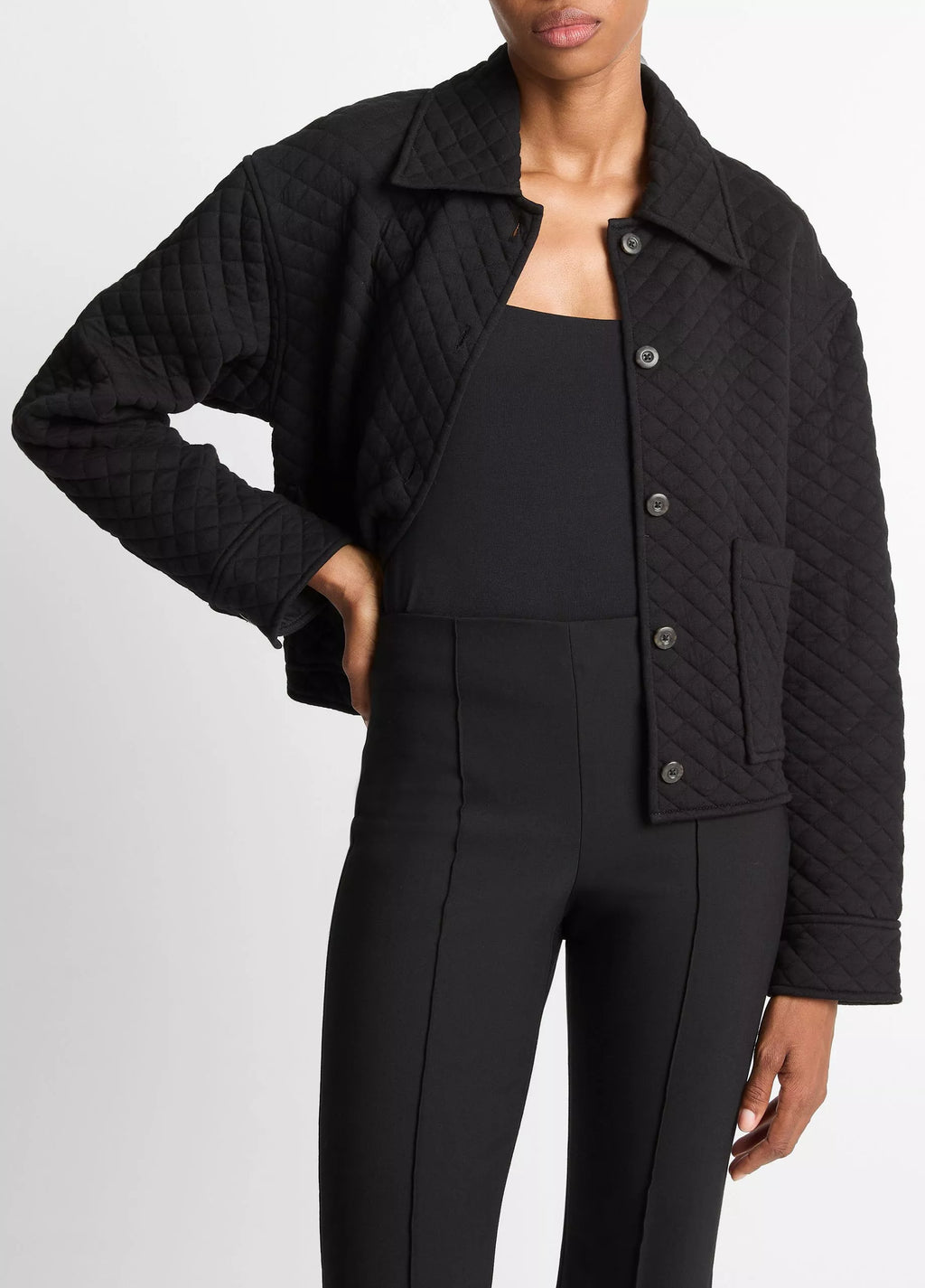 Vince Quilted Cotton-Blend Collared Jacket