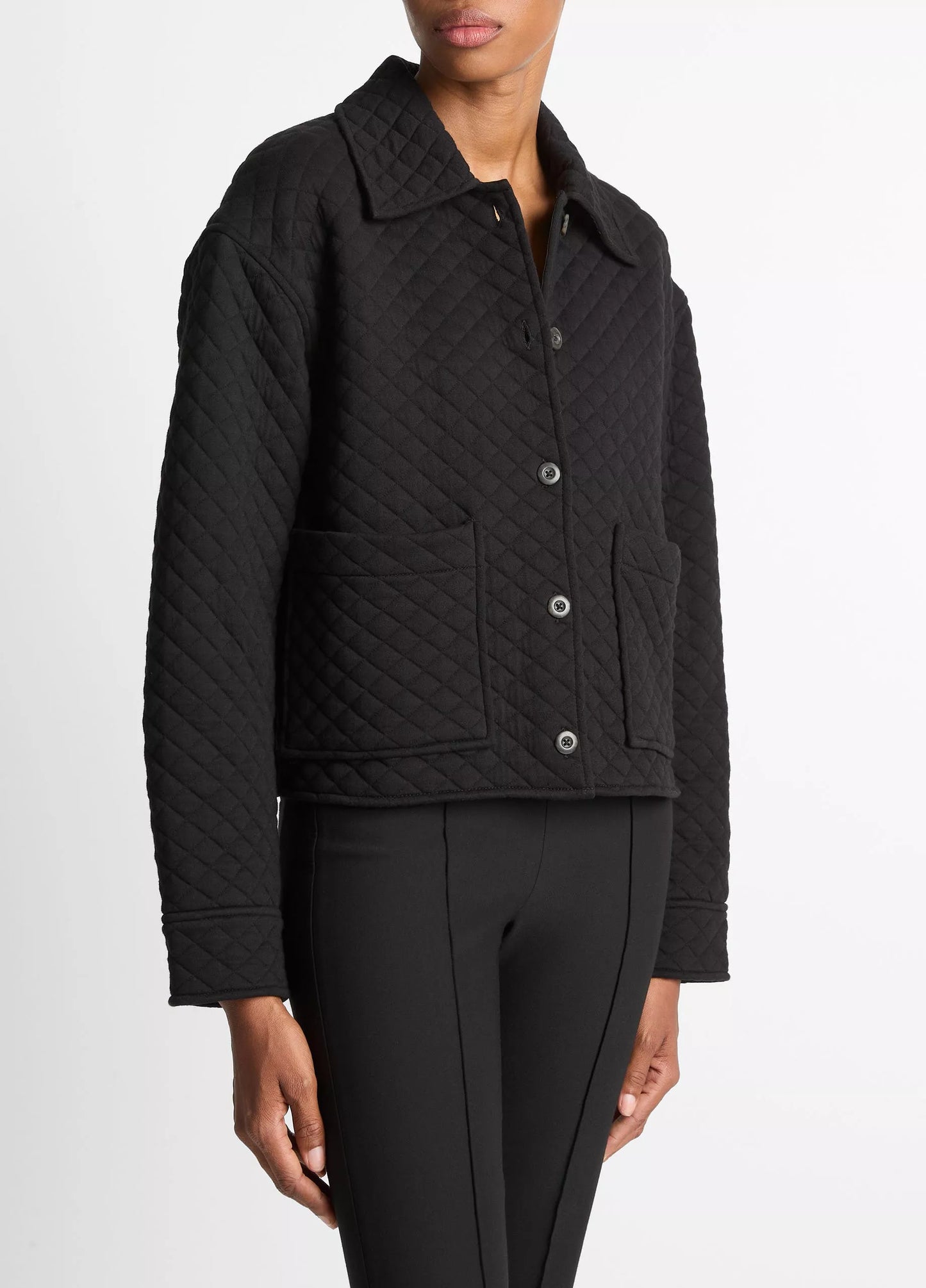 Vince Quilted Cotton-Blend Collared Jacket