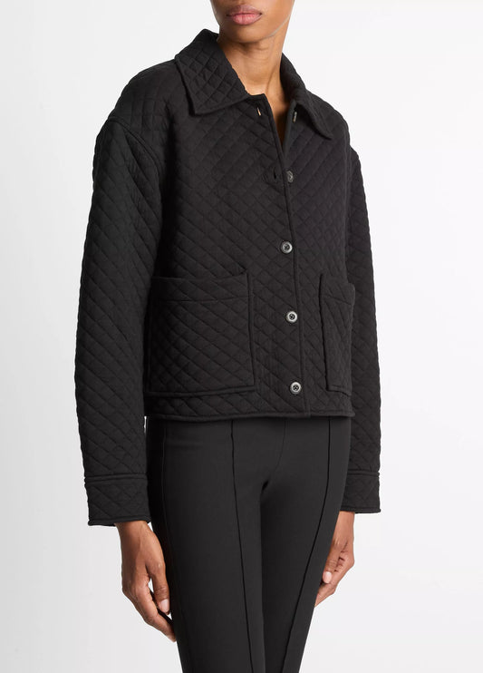 Vince Quilted Cotton-Blend Collared Jacket