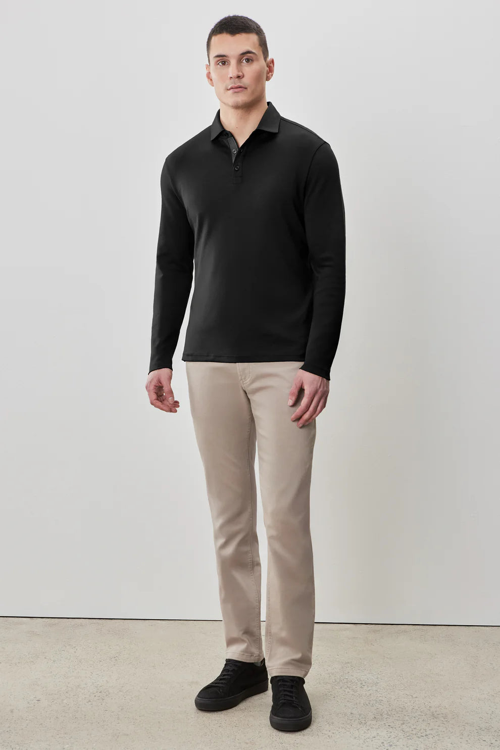 Robert Barakett The Barakett Long Sleeve Herringbone Polo