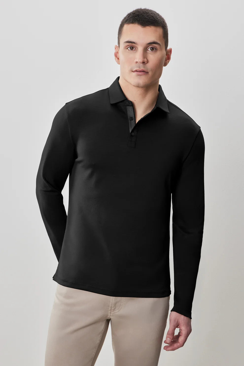 Robert Barakett The Barakett Long Sleeve Herringbone Polo