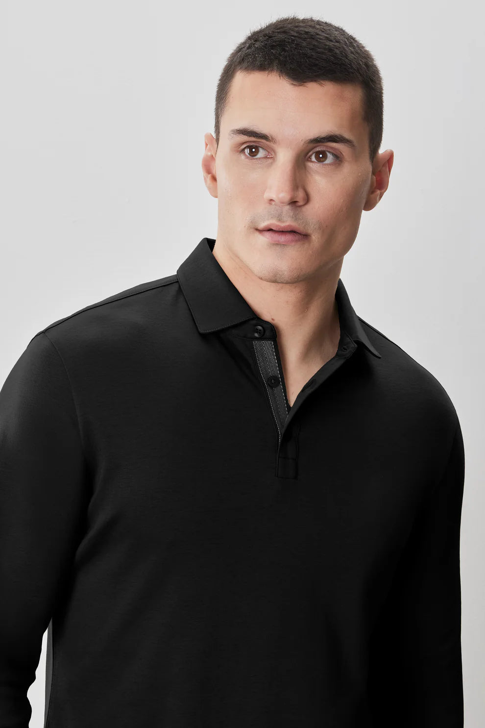 Robert Barakett The Barakett Long Sleeve Herringbone Polo