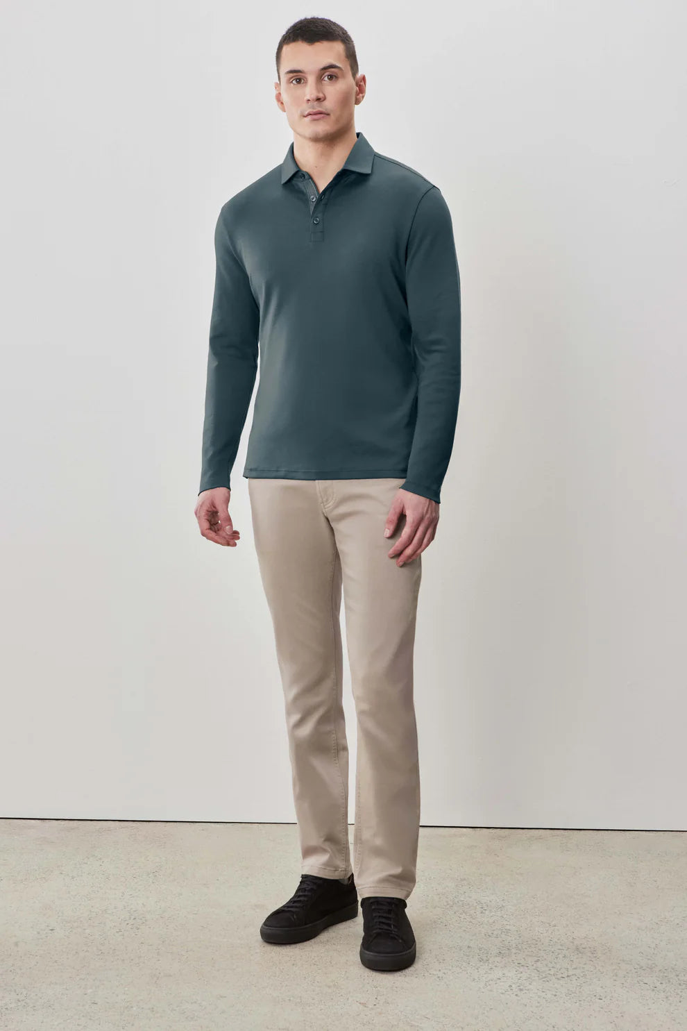 Robert Barakett The Barakett Long Sleeve Herringbone Polo