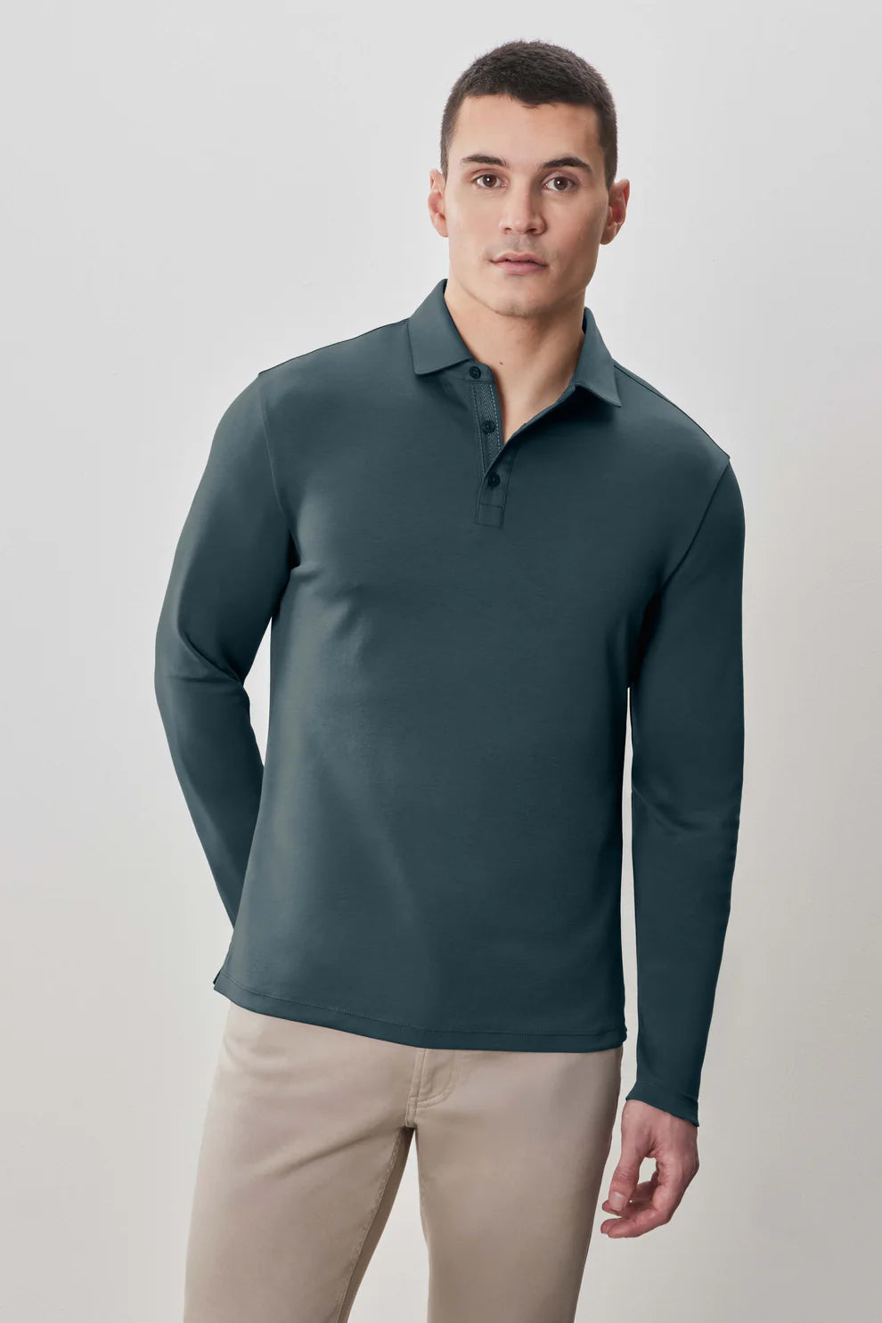 Robert Barakett The Barakett Long Sleeve Herringbone Polo