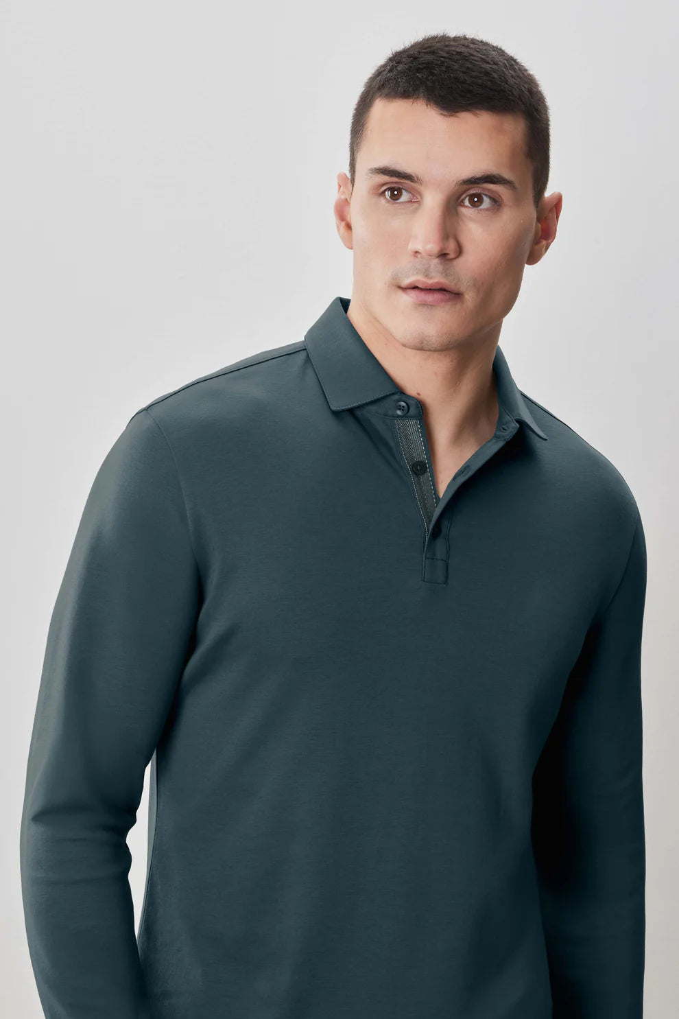 Robert Barakett The Barakett Long Sleeve Herringbone Polo