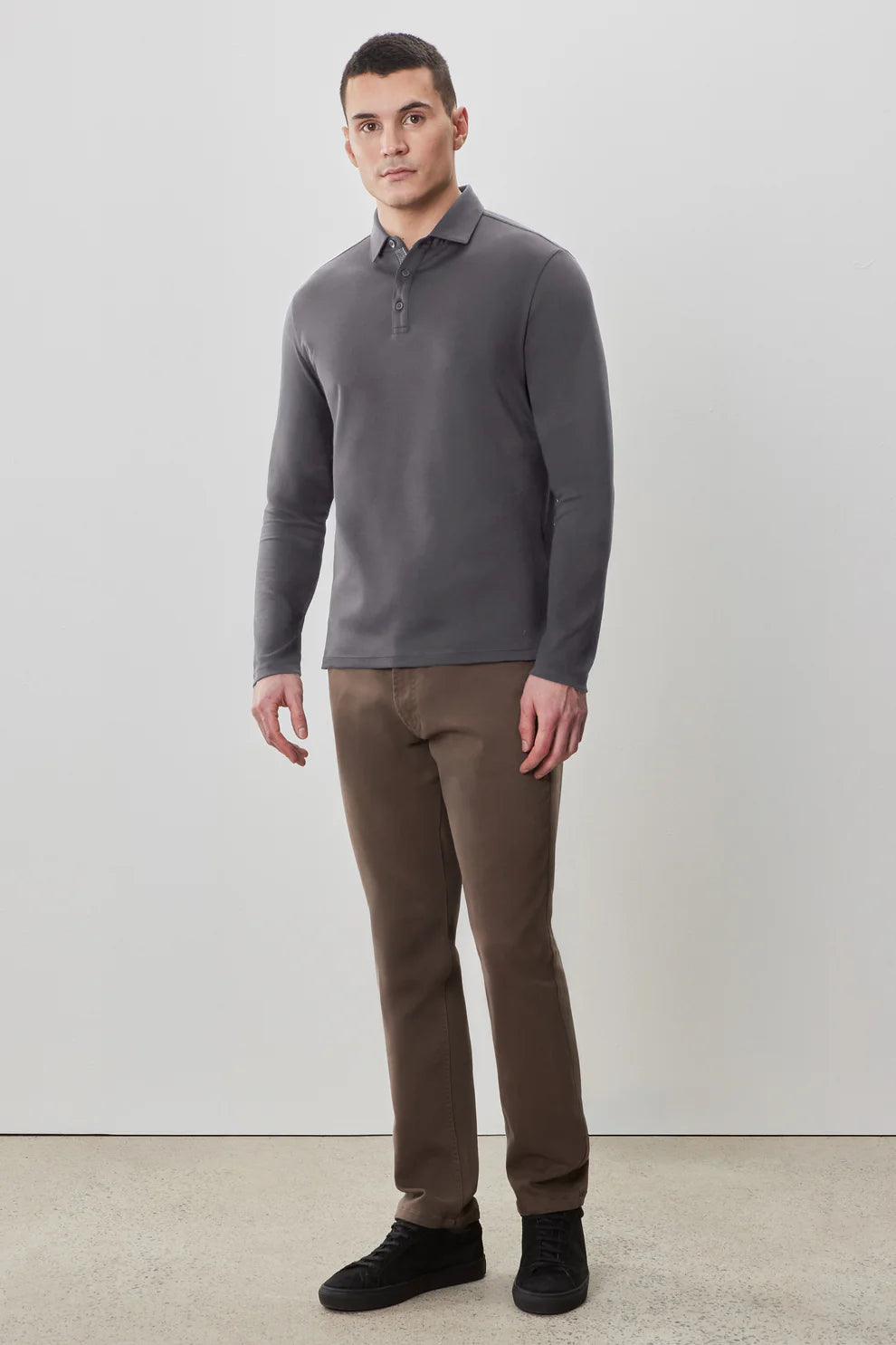 Robert Barakett The Barakett Long Sleeve Herringbone Polo