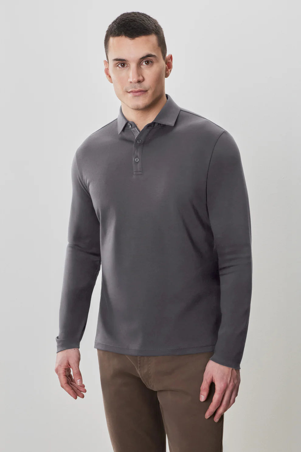 Robert Barakett The Barakett Long Sleeve Herringbone Polo