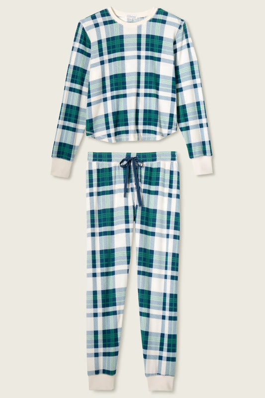 PJ Salvage Cozy Life Thermal Velour Plaid PJ Set