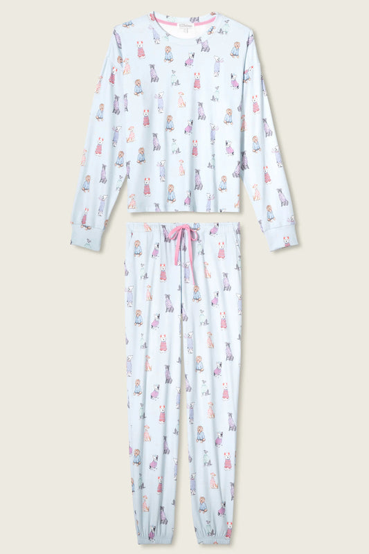 PJ Salvage Doggone Cold Dog Print Pointelle Lounge Set