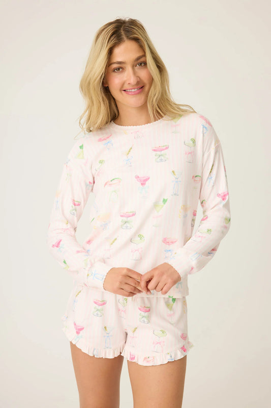 PJ Salvage Pretty Punch Cocktail Print Long Sleeve Top
