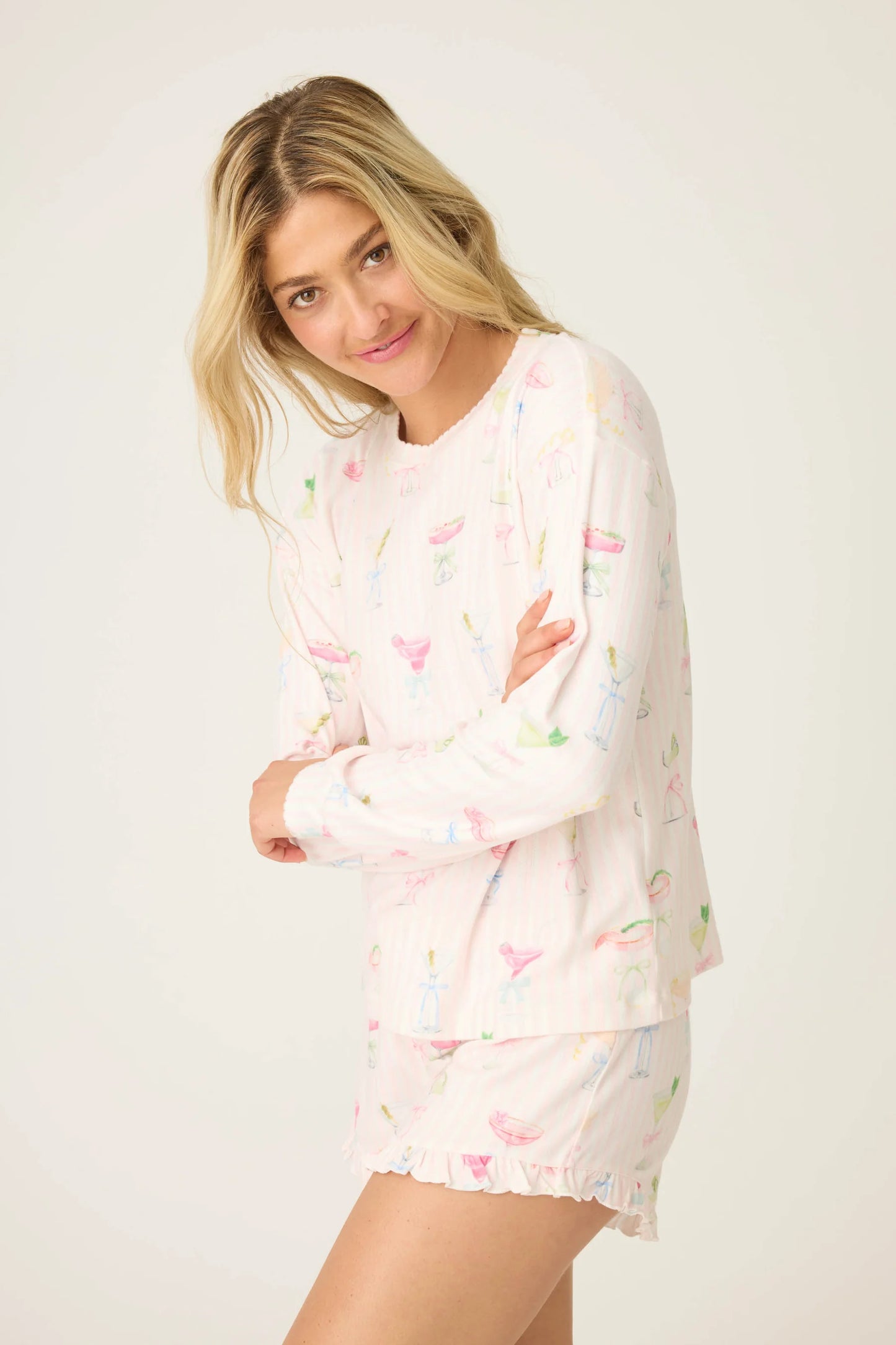 PJ Salvage Pretty Punch Cocktail Print Long Sleeve Top
