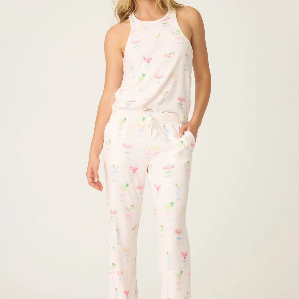 PJ Salvage Pretty Punch Cocktail Print Open Leg Pants