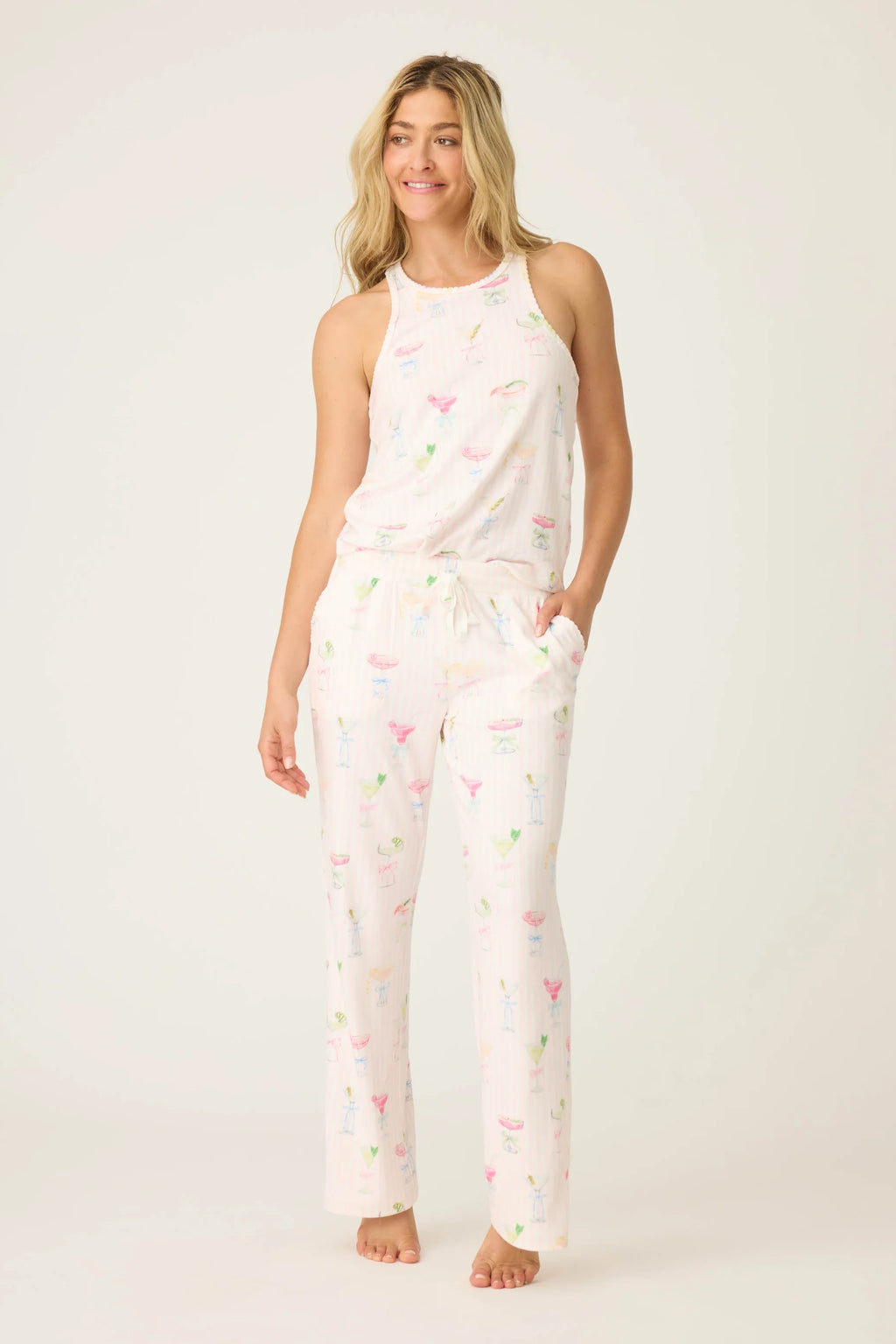 PJ Salvage Pretty Punch Cocktail Print Open Leg Pants