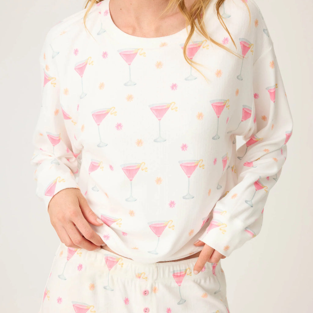 PJ Salvage Tini Time Drinks Long Sleeve Top
