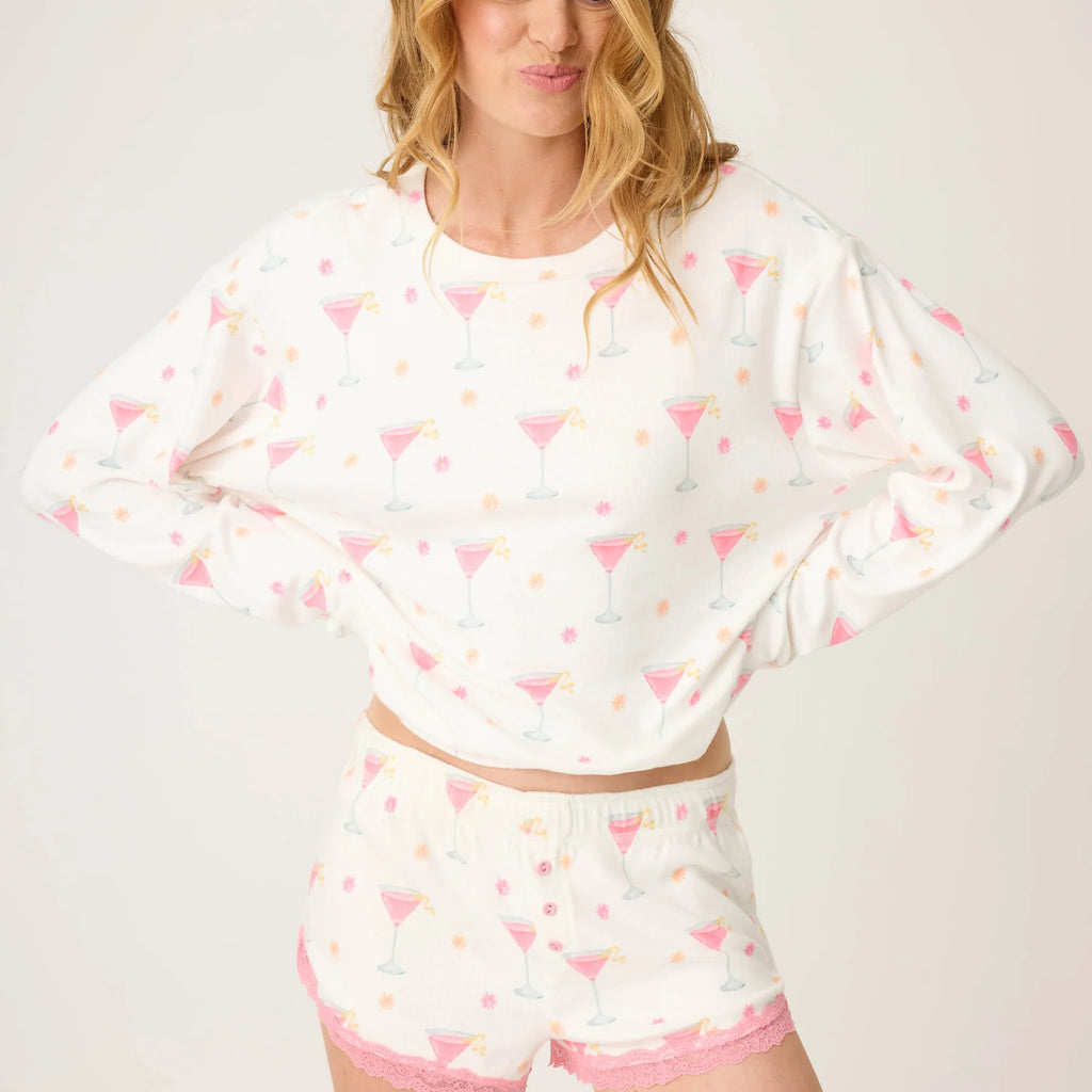 PJ Salvage Tini Time Drinks Long Sleeve Top
