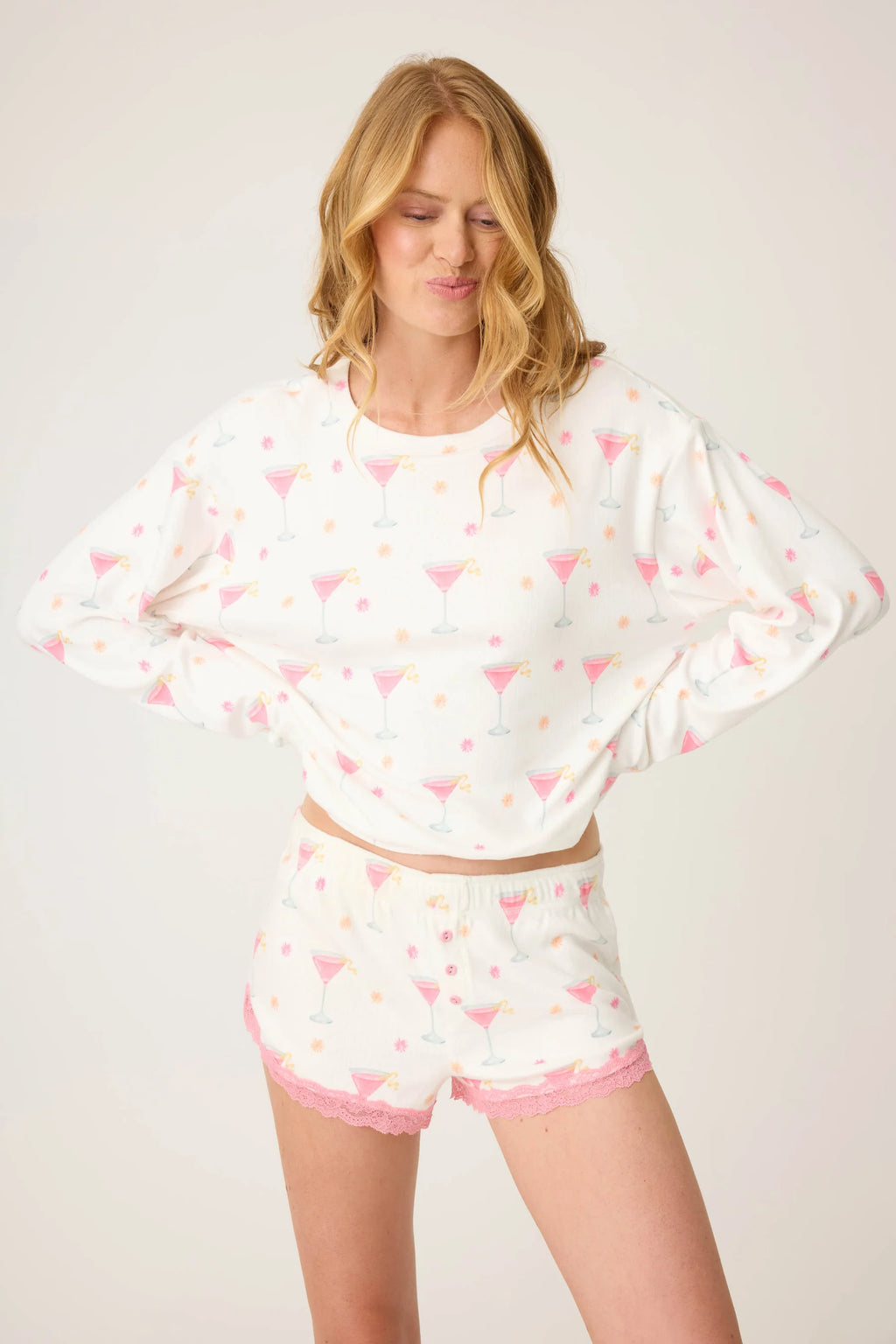 PJ Salvage Tini Time Drinks Long Sleeve Top