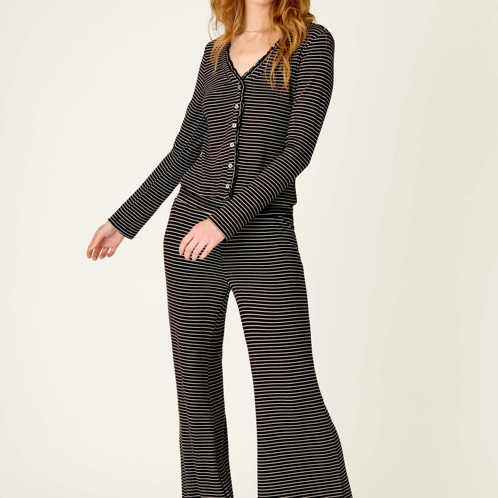 PJ Salvage Pretty Stripes Onyx Pointelle Cardigan