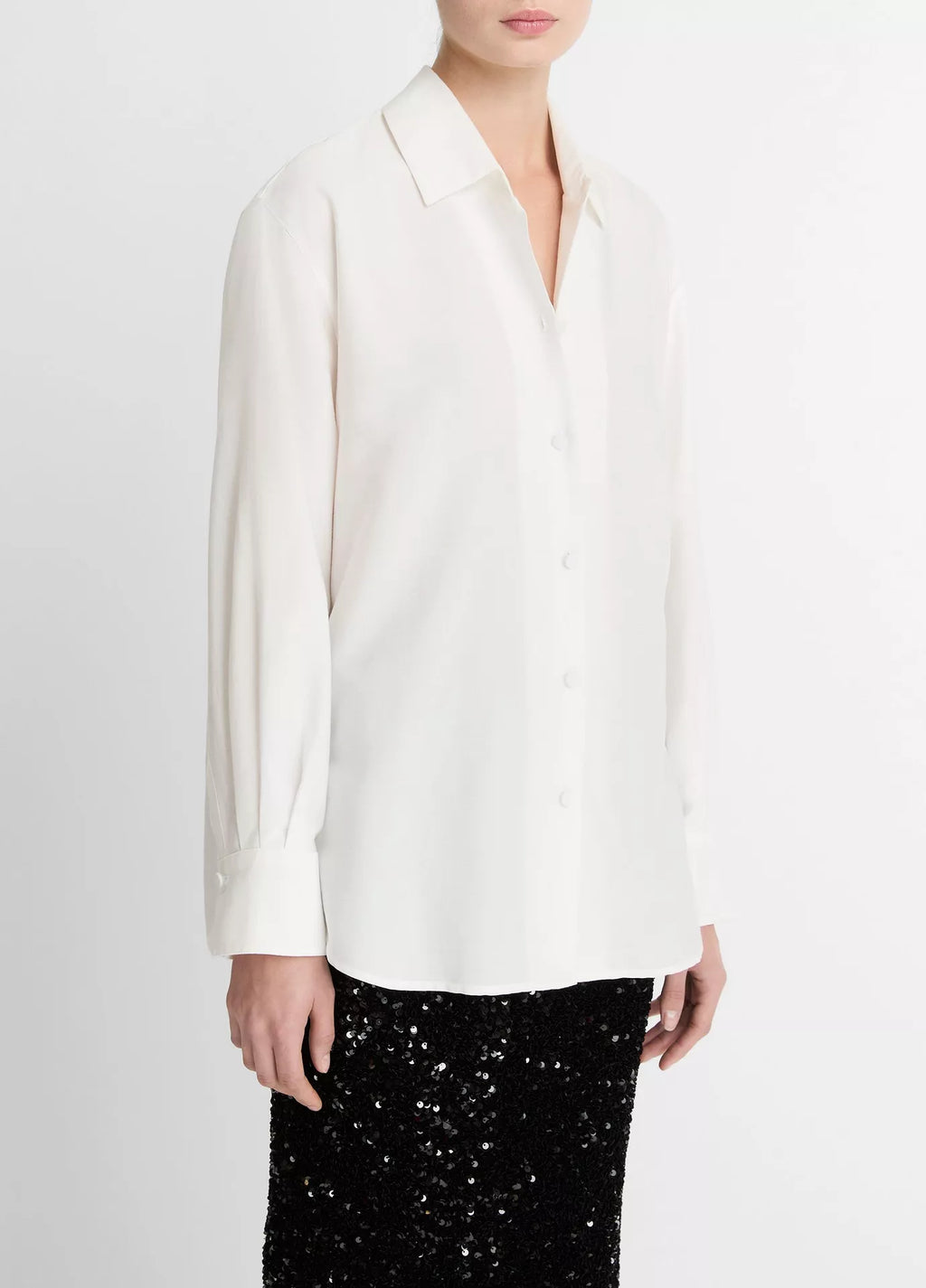 Vince Refined Twill Covered-Button Shirt