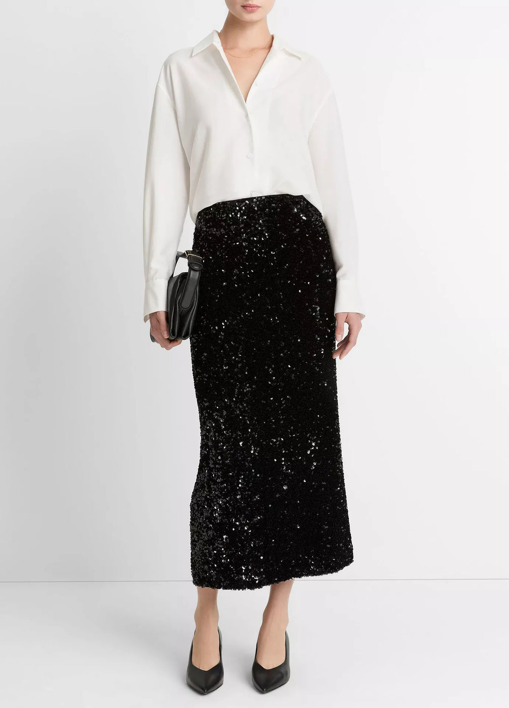 Vince Refined Twill Covered-Button Shirt