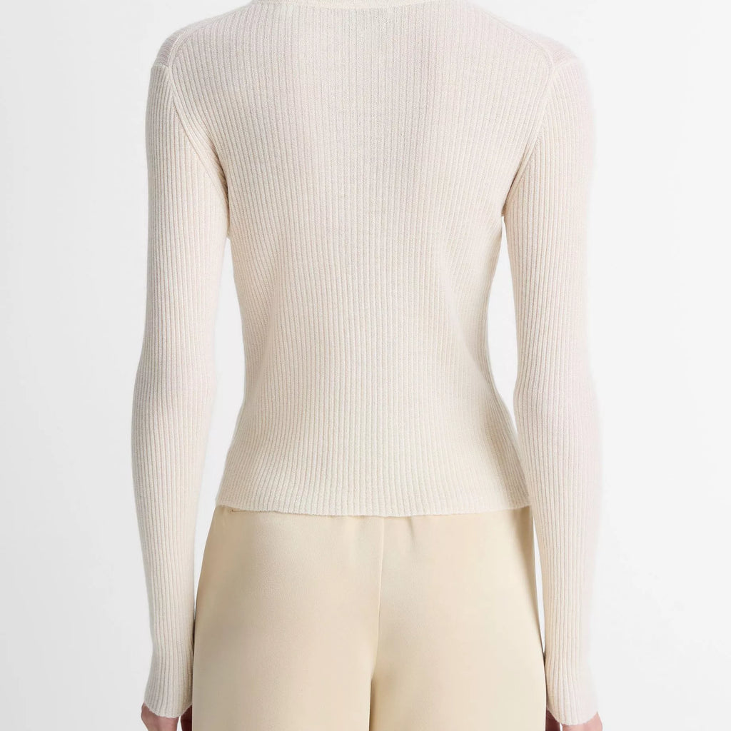 Vince  Ribbed Cashmere-Silk Henley Sweater
