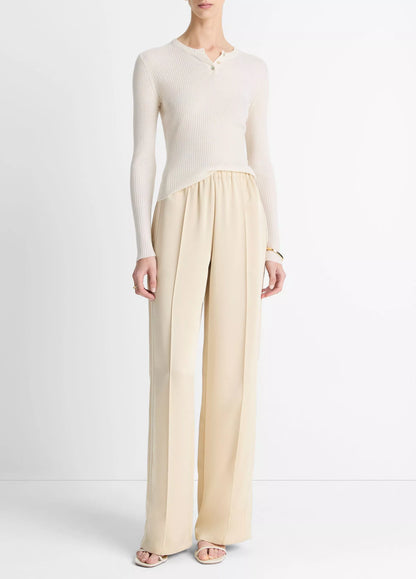 Vince  Ribbed Cashmere-Silk Henley Sweater