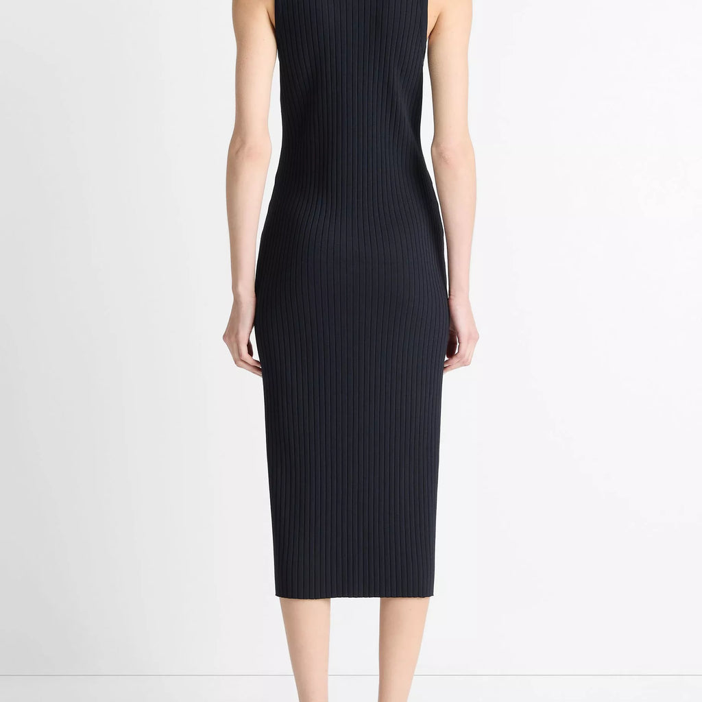 Vince Ribbed Cotton-Blend Button-Front Dress