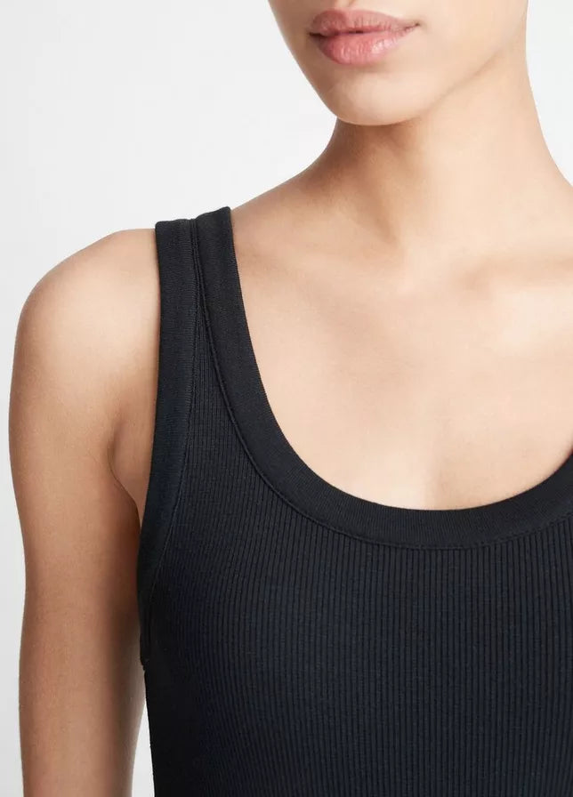 Vince Ribbed Scoop-Neck Tank