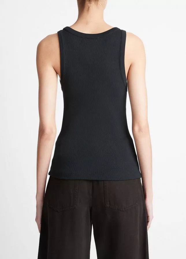 Vince Ribbed Scoop-Neck Tank