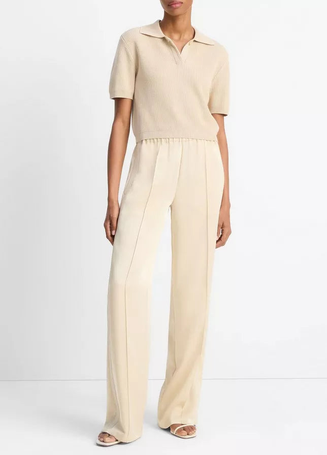 Vince Ribbed Silk-Cotton Polo Sweater