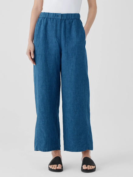 Eileen Fisher Washed Organic Linen Délavé Wide Trouser Pant
